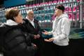 President Alar Karis and First Lady Sirje Karis chatting to Estonian speed skater Marten Liiv, one of the 32-person Team Estonia at the Milano Cortina Winter Olympics.