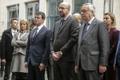 (Vasakult): Manuel Valls, Charles Michel, Jean-Claude Juncker ja Federica Mogherini täna Brüsselis Maelbeeki metroojaama juures terroriohvreid mälestamas.