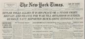 Ajalehe New York Times esikülg teatas 20. septembril 1939, et Nõukogude laevastik on Eesti ranniku lähistel.