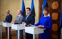 President Kersti Kaljulaid, Keskerakonna esimees, peaminister Jüri Ratas, EKRE esimees, siseminister Mart Helme, Isamaa esimees Helir-Valdor Seeder.