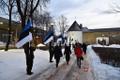 Поднятие государственного флага в Нарве 24 февраля 2022 года.