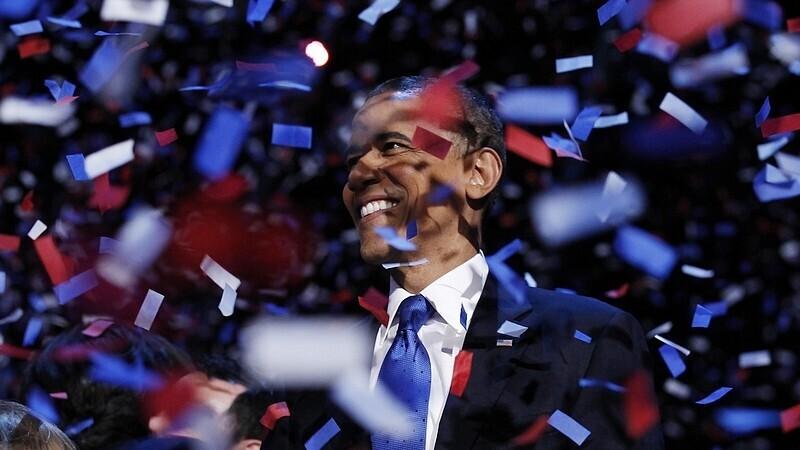 Obama tähistamas tagasivalimist.