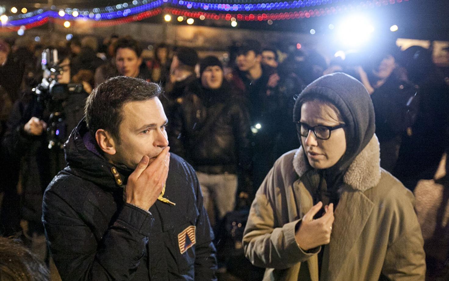 Ilja Jašin ja Ksenja Sobtšak Nemtsovi mõrva sündmuskohal