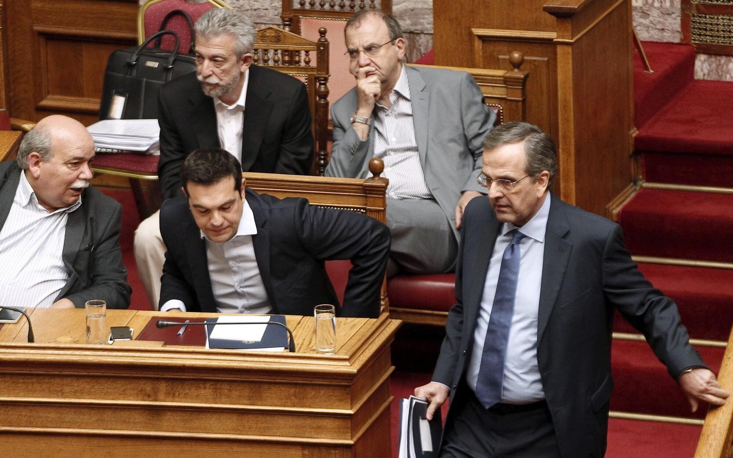 Kreeka peaminister Alexis Tsipras ja endine peaminister Antonis Samaras.