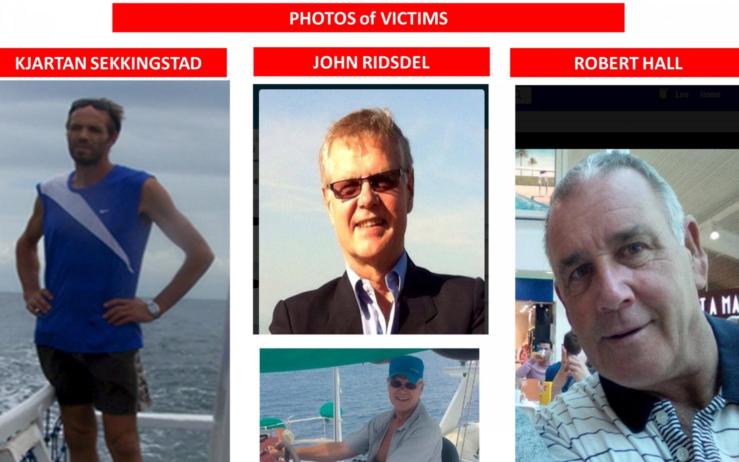 Abu Sayyafi poolt pantvangi võetud mehed, John Ridsdel keskel.
