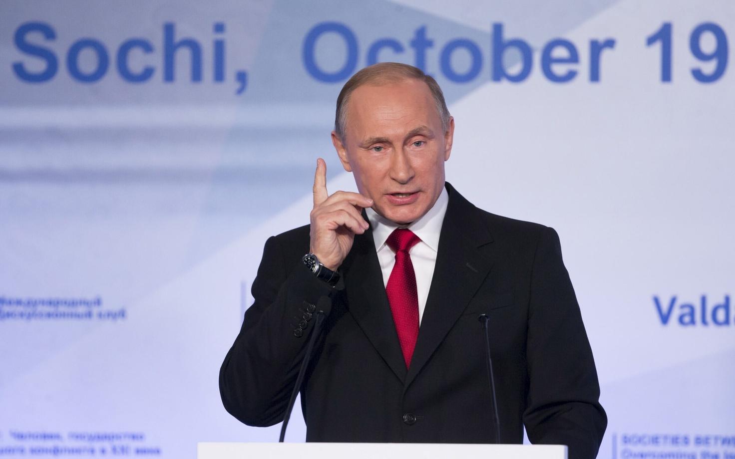 Venemaa president Vladimir Putin 22. oktoobril Sotšis Krasnaja Poljanas rahvusvahelise diskussiooniklubi Valdai istungil kõnet pidamas