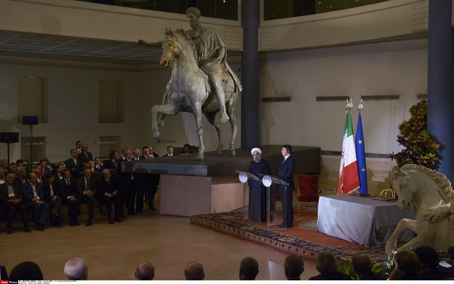 Rouhani ja Renzi pressikonverents Kapitooliumi muuseumis