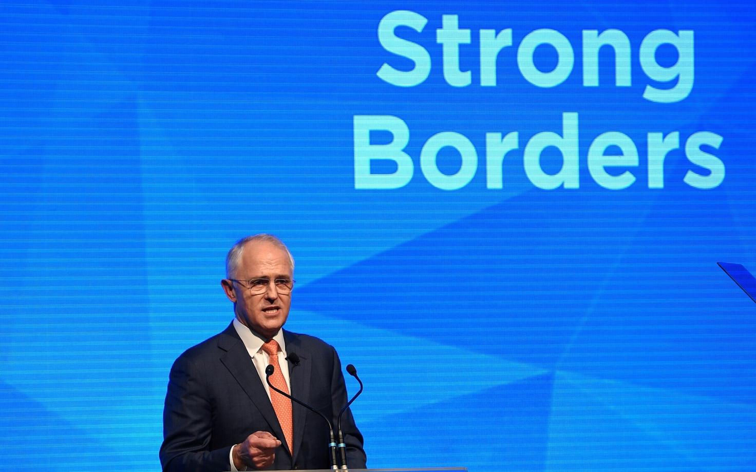 Austraalia peaminister Malcolm Turnbull kampaaniaüritusel.