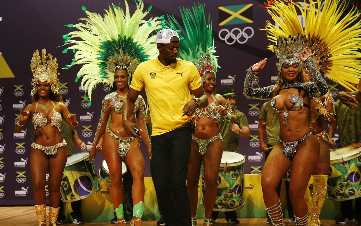 Usain Bolt pressikonverentsil Rio de Janeiros