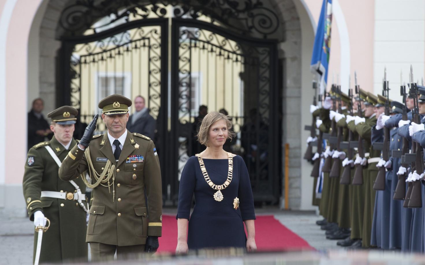 President Kersti Kaljulaid leaving the Riigikogu following her inauguration. Oct. 10, 2016.