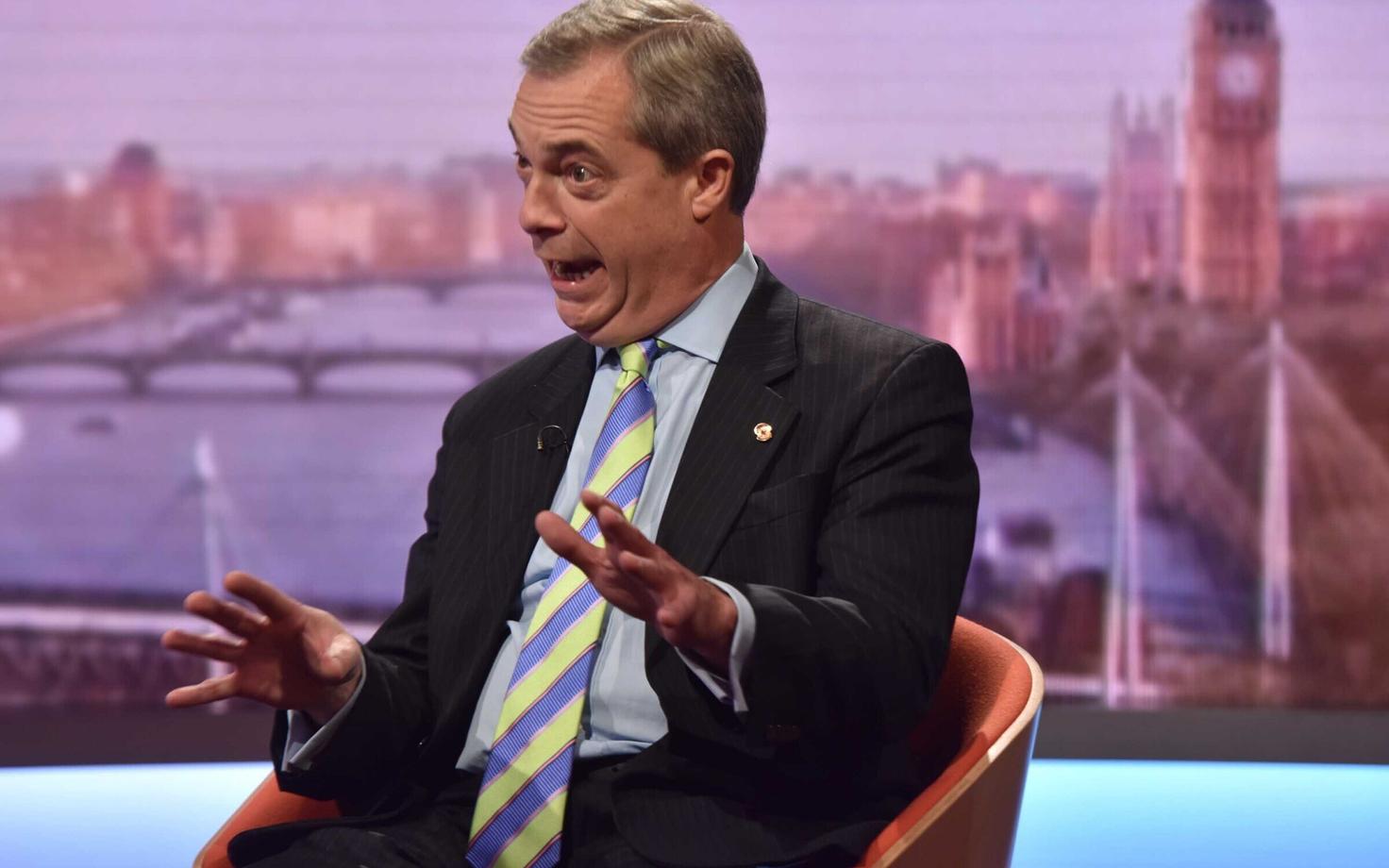 Nigel Farage täna telesaates osalemas.