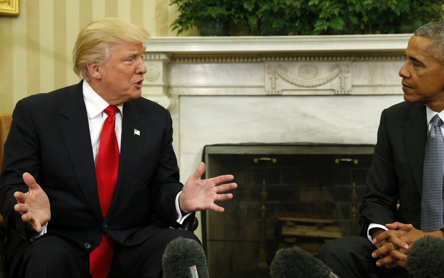 Donald Trump ja Barack Obama Valges Majas.