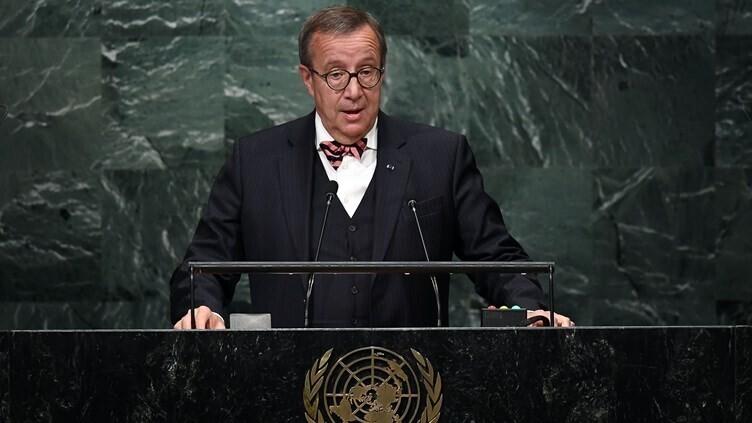 Toomas Hendrik Ilves addressing the General Assembly of the United Nations.