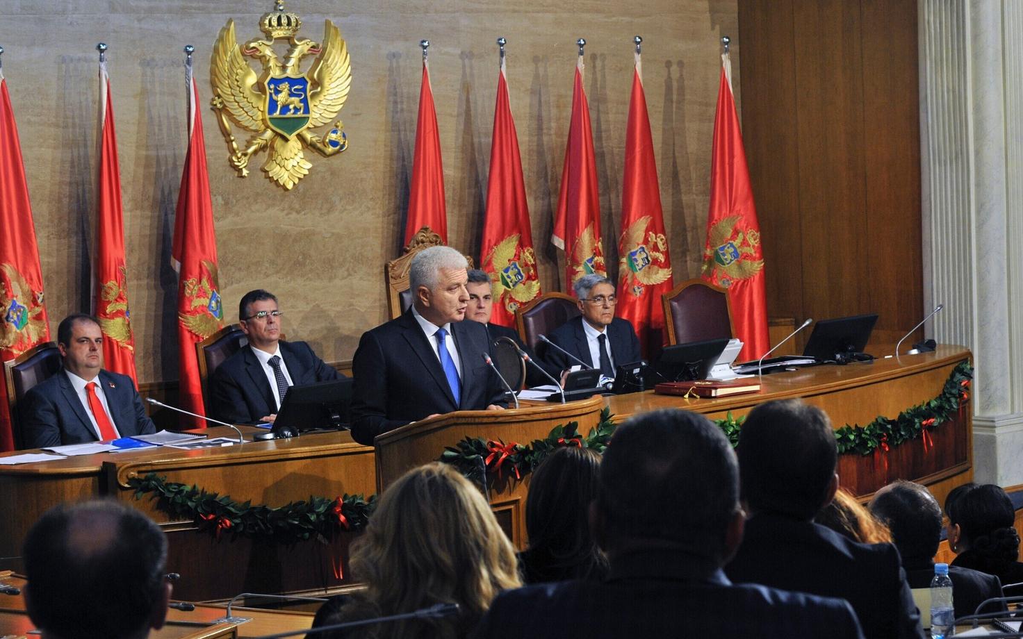 Montenegro peaminister Dusko Markovic parlamendis.
