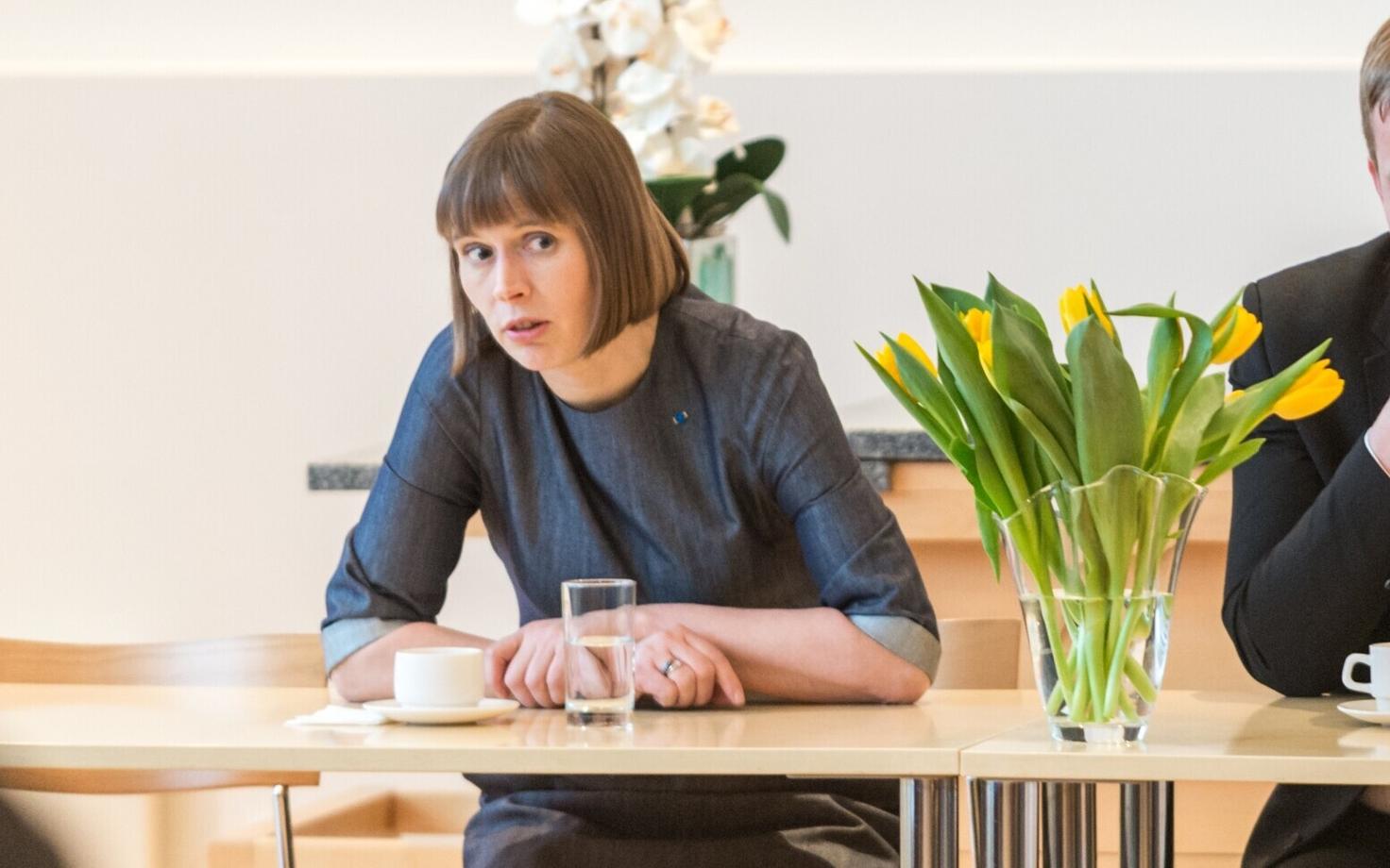 President Kersti Kaljulaid at a meeting with Pärnu municipal leaders. Feb. 2, 2017.