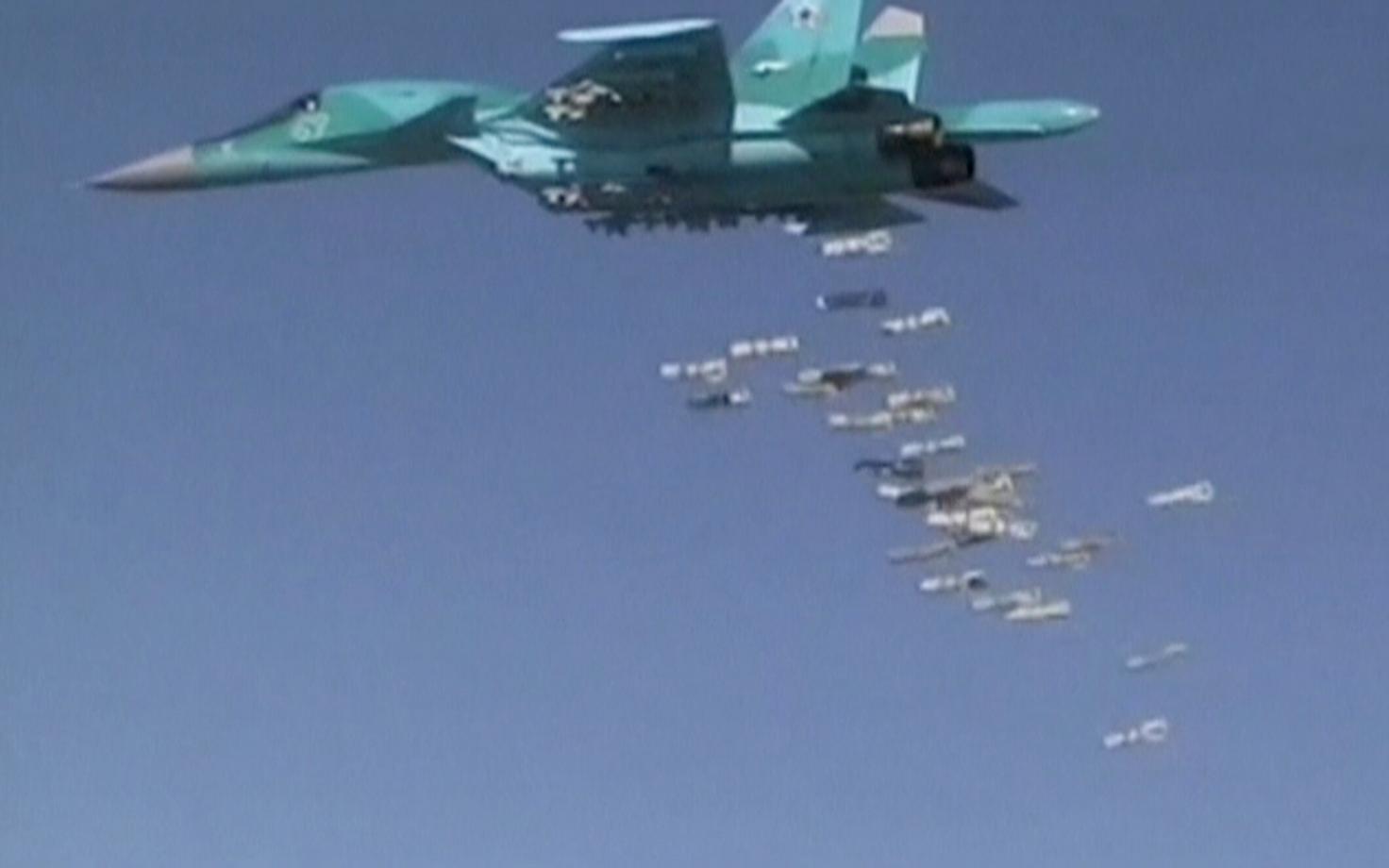 Vene Suhhoi Su-34 pommitamas Süüriat mullu augustis.
