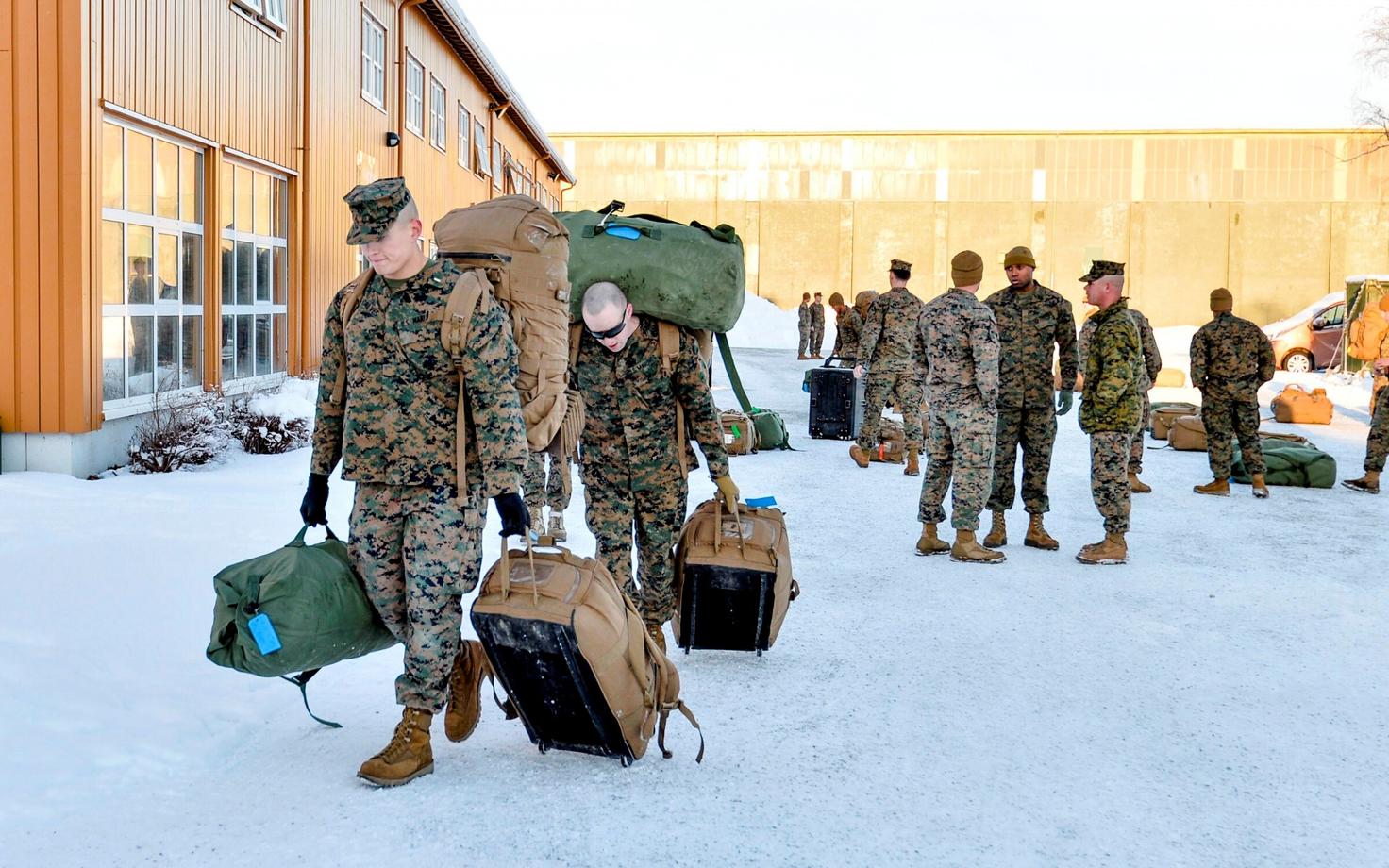 USA merejalaväelased 2017. aasta jaanuaris Norrasse saabumas.