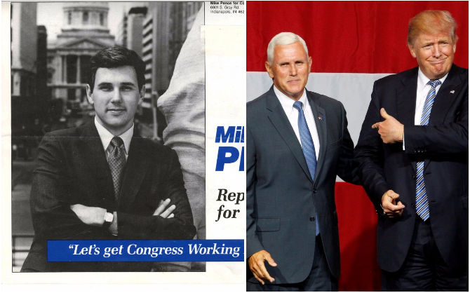 Mike Pence 1990. aasta valimiskampaania ajal ja 2016. aastal Trumpi tuuri ajal.
