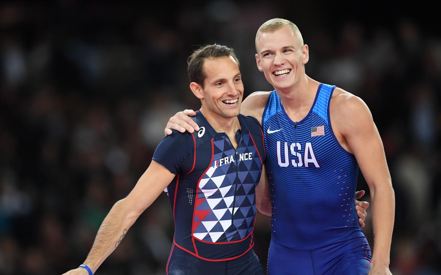 Renaud Lavillenie (vasakul) ja Sam Kendricks