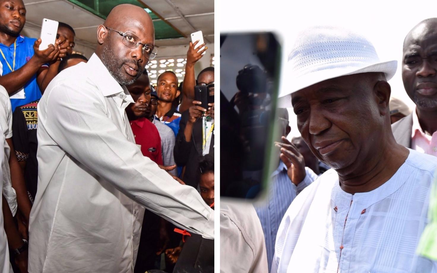 George Weah (vasakul) ja Joseph Boakai.
