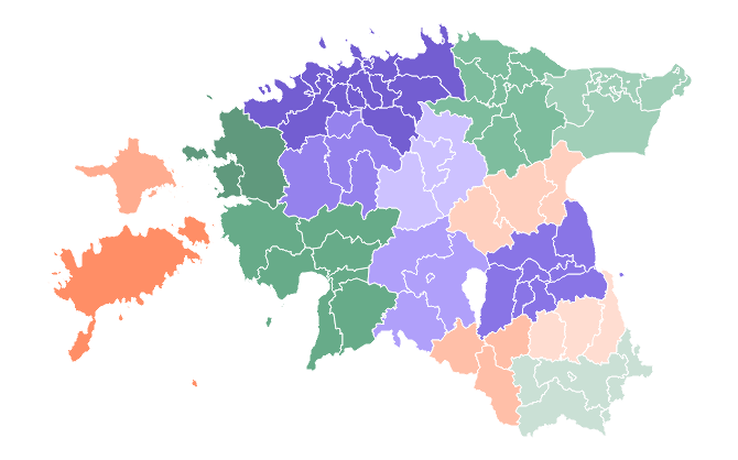Eesti maakondade keskmine palgatase 2017. aasta kolmandas kvartalis.