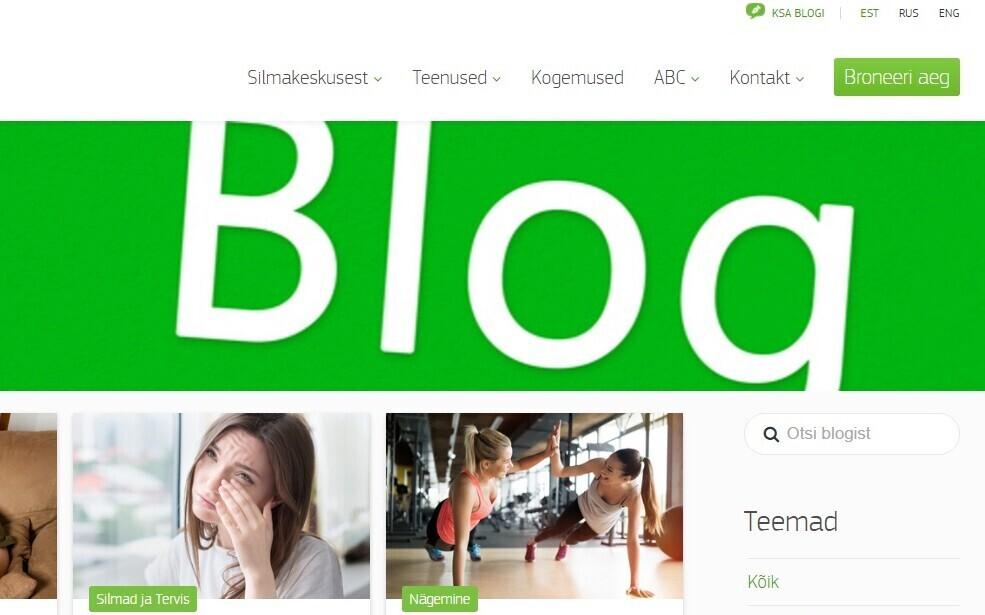 Silmakeskuse blogi avaleht.