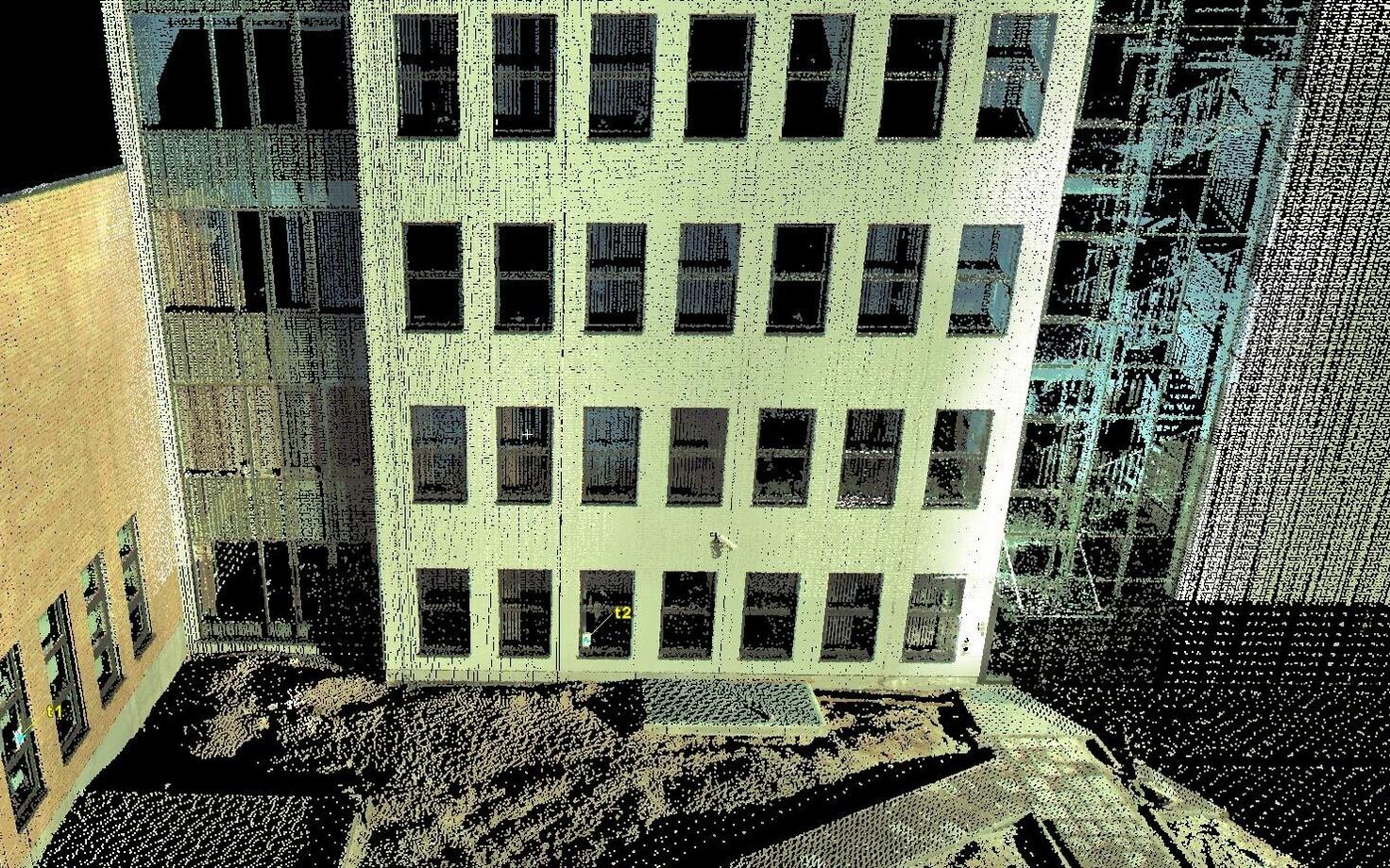 RGB värvidega skaneering TTÜ 6. korpuse fassaadist.