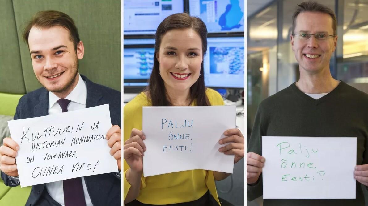 YLE töötajad Toivo Haimi, Kerttu Kotakorpi ja Nicklas Wancke saadavad oma tervitused Eestile