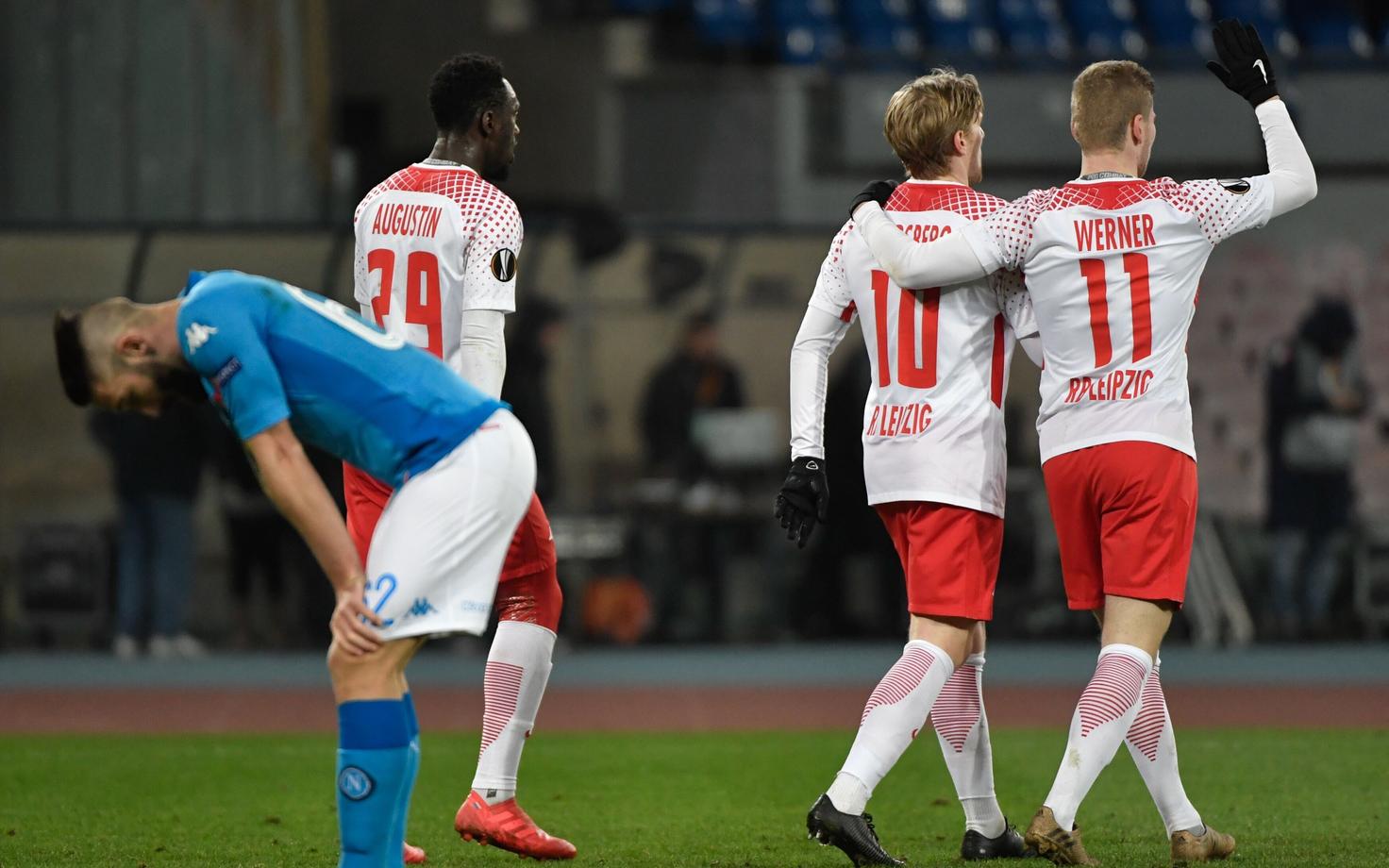 RB Leipzig alistas jalgpalli Euroopa liiga 1/16-finaalis Napoli 3:1.