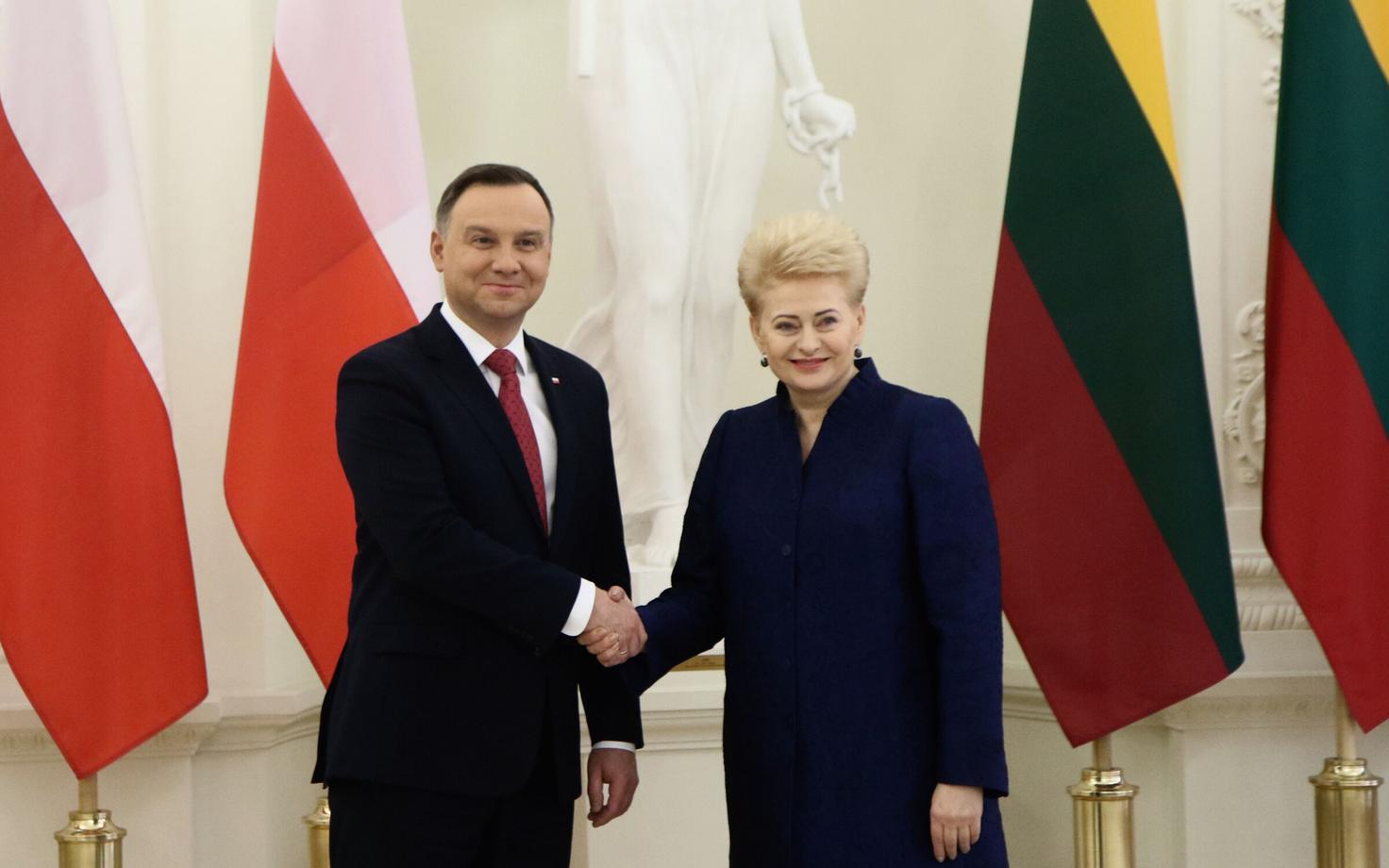 Presidendid Andrzej Duda ja Dalia Grybauskaite 17. veebruaril Vilniuses.