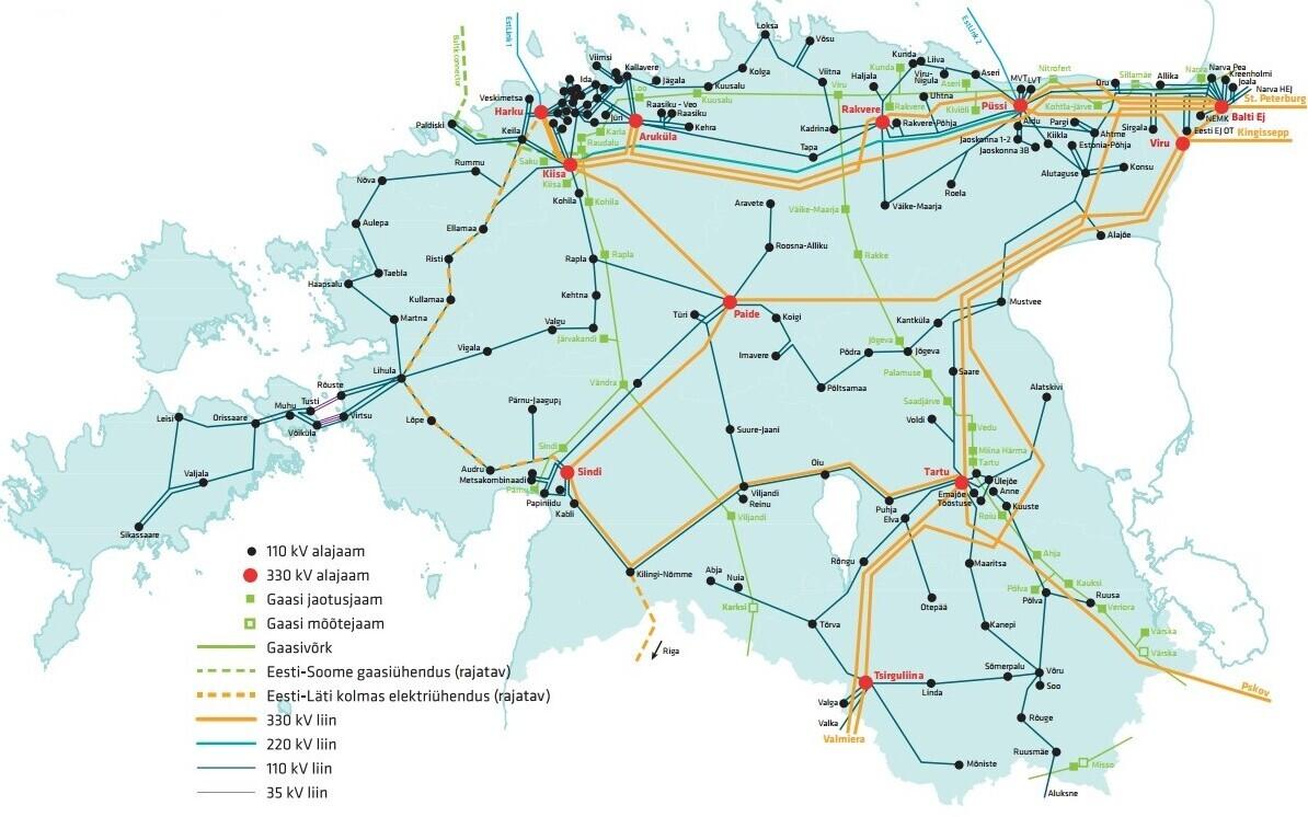 Eesti elektri ja gaasi ülekandevõrk.