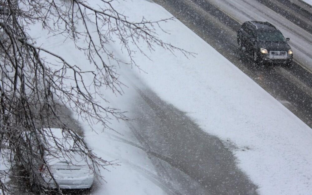 Icy road surface in Estonia.