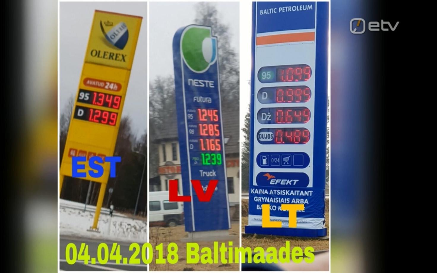 Цены на топливо в Эстонии, Латвии и Литве 4 апреля