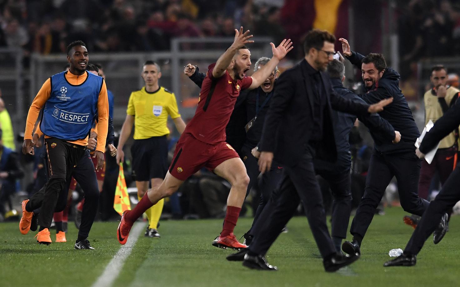 Roma otsustava värava lõi Kostas Manolas, esiplaanil Eusebio Di Fracisco