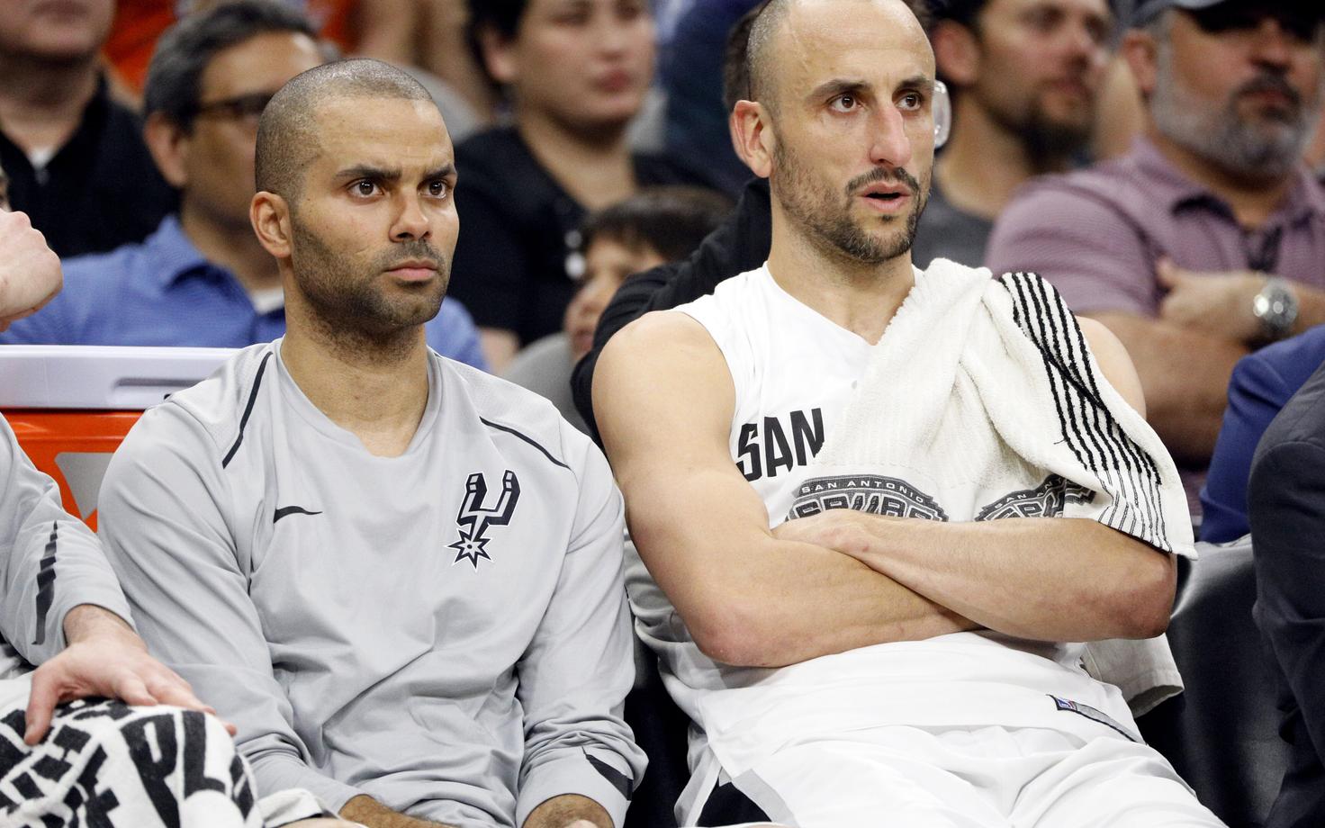 San Antonio Spursi raudvarad Tony Parker (vasakul) ja Manu Ginobili