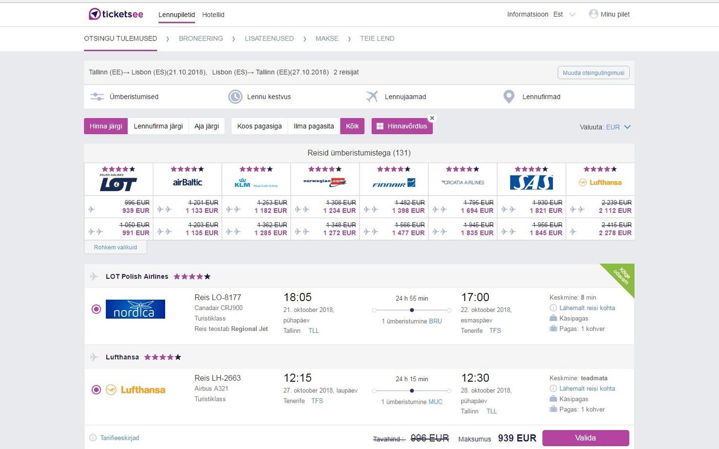Lennupiletite vahenduskeskkond Tickets.ee võtab jätkuvalt kaarditasu.