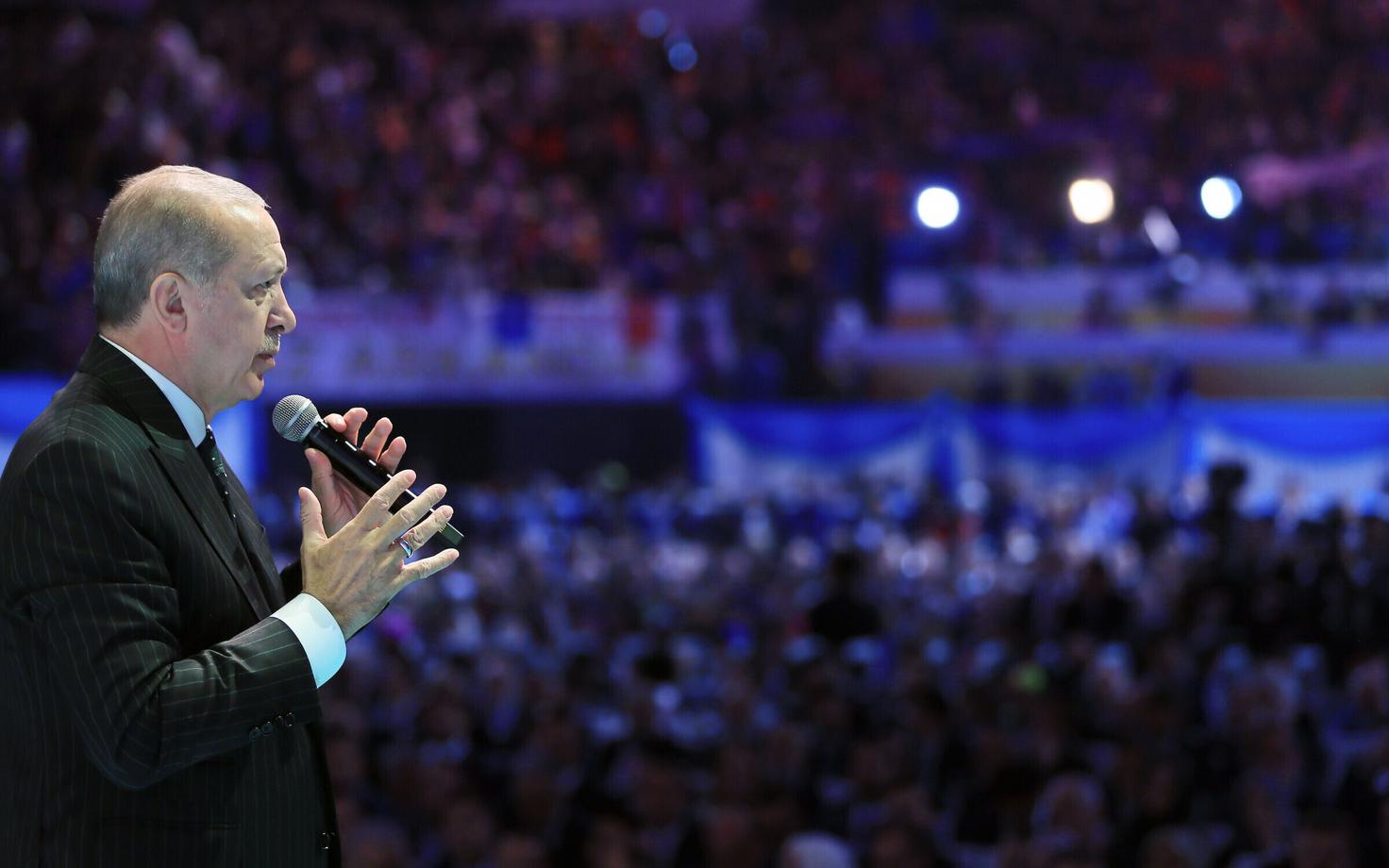 Türgi president Recep Tayyip Erdogan 6. mail võimuparteile kõnet pidamas.