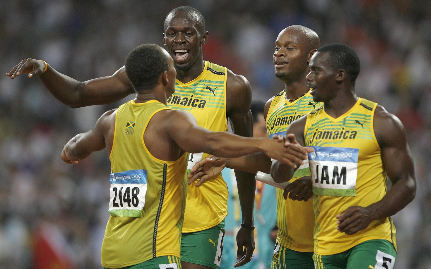 Asafa Powell, Usain Bolt, Michael Fraser ja Nesta Carter