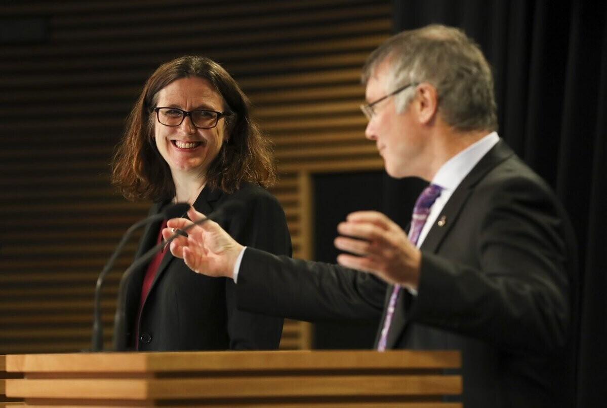 Euroopa Komisjoni kaubandusvolinik Cecilia Malmström ja Uus-Meremaa kaubandusminister David Parker Wellingtonis.
