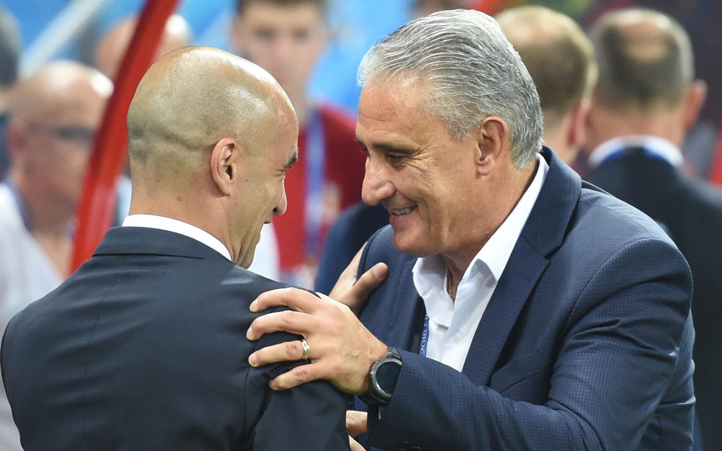 Belgia koondise peatreener Roberto Martinez ja Brasiilia võistkonna loots Tite