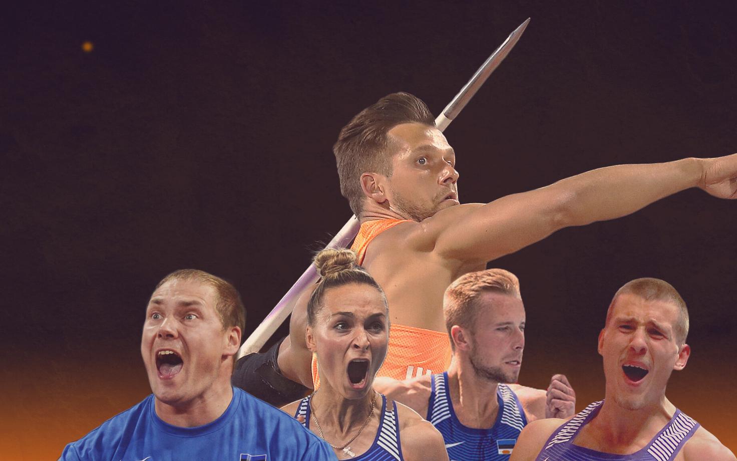 Eesti koondise liidrid: (vasakult) Gerd Kanter, Ksenija Balta, Magnus Kirt, Rasmus Mägi ja Maicel Uibo.