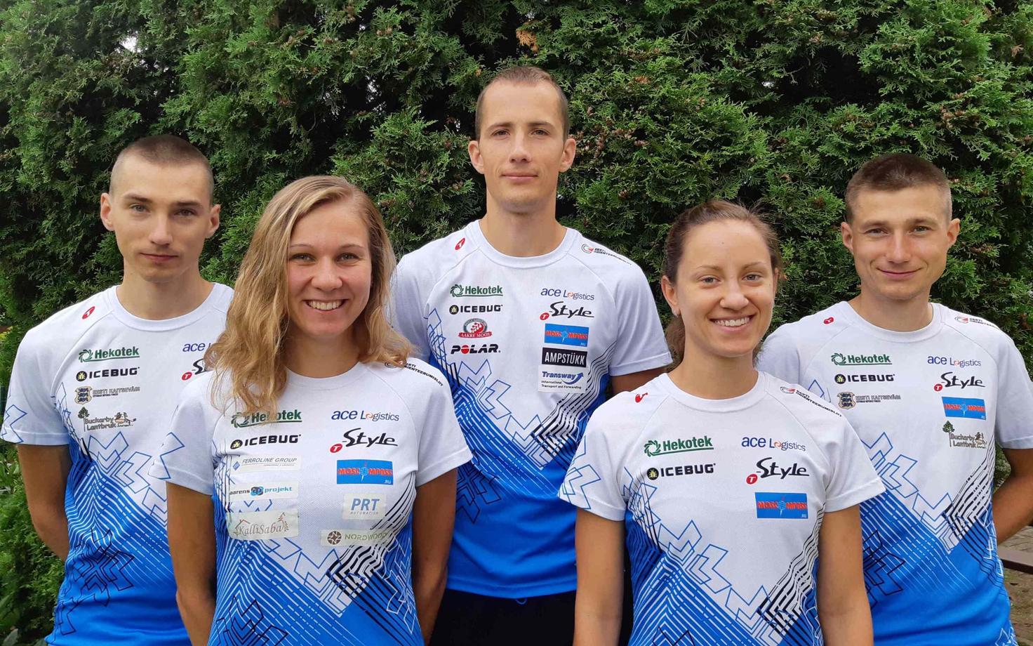 Eesti koondis lühirajal. Vasakult Lauri Sild, Evely Kaasiku, Kristo Heinmann, Laura Joonas, Timo Sild