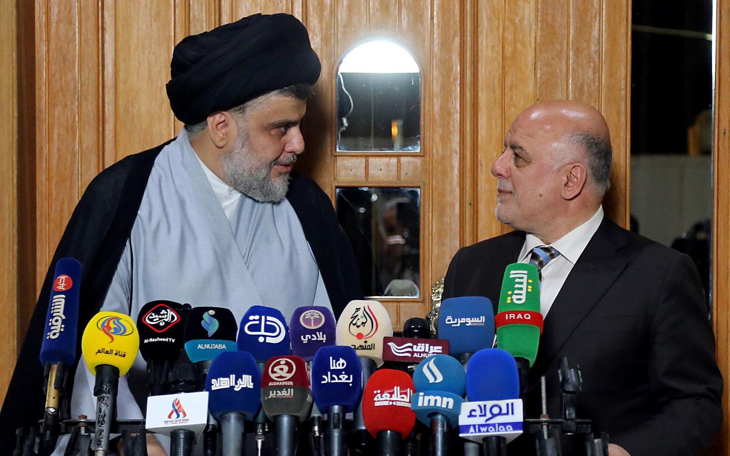 Šiiavaimuliku Moqtada al-Sadr ja Iraagi peaminister Haider al-Abadi käesoleva aasta juunis.