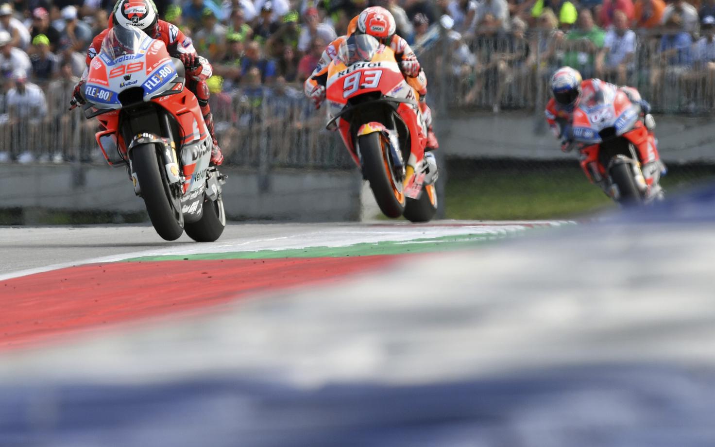 Jorge Lorenzo, Marc Marquez ja Andrea Dovizioso