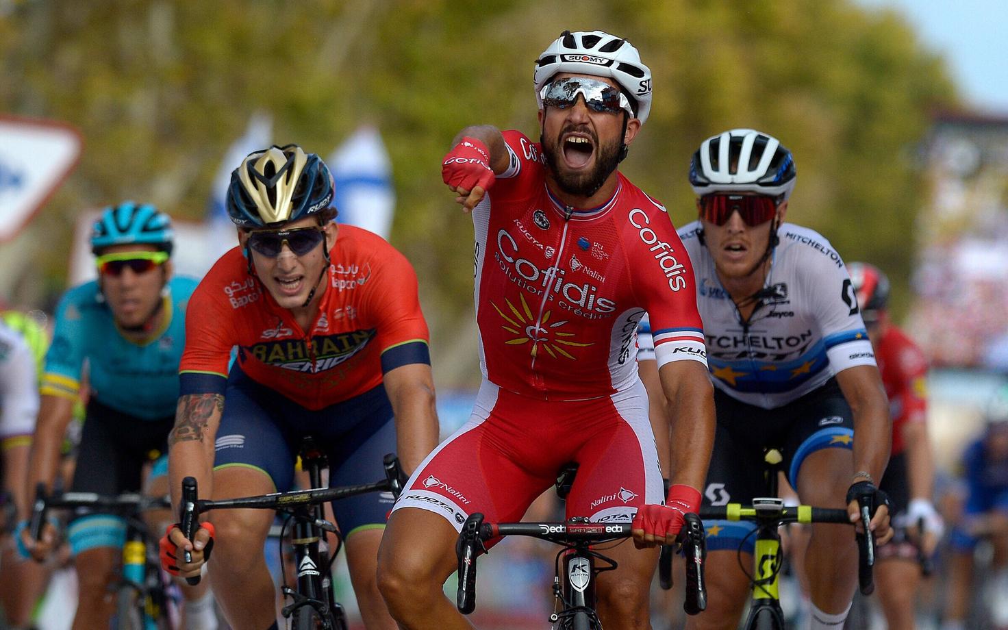 Nacer Bouhanni (Cofidis) võitmas Hispaania velotuuri kuuendat etappi