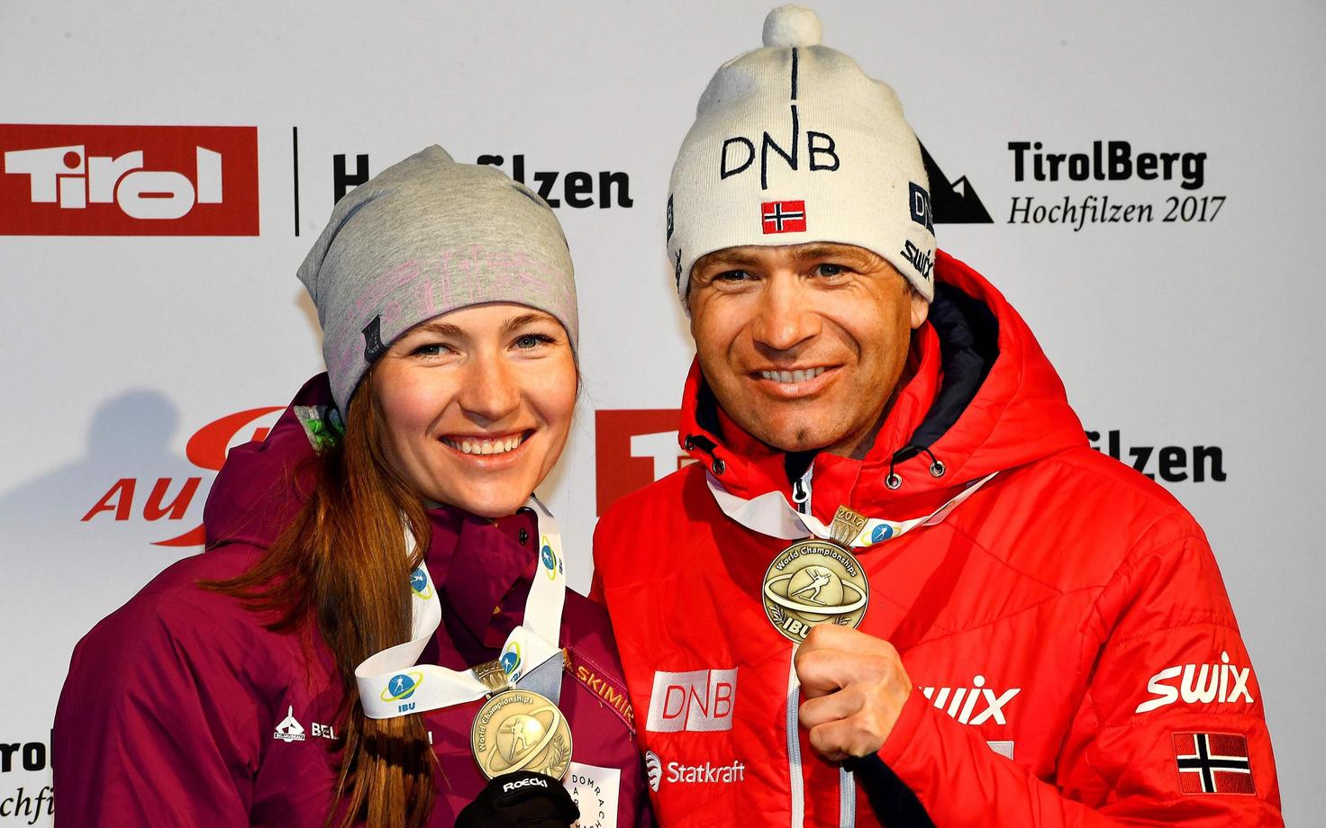 Darja Domratševa ja Ole Einar Björndalen