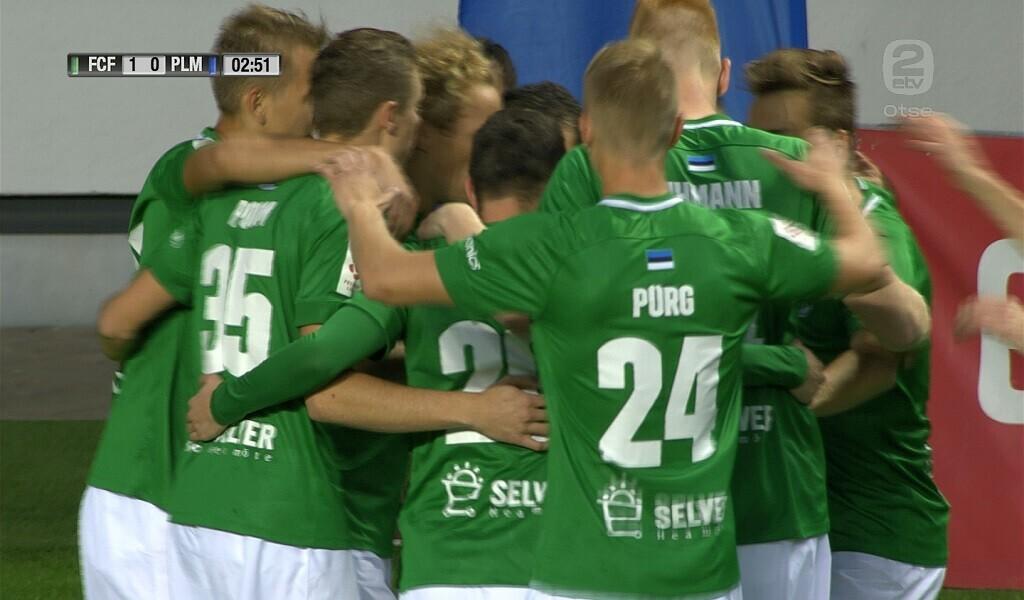 FC Flora mängijad tähistamas