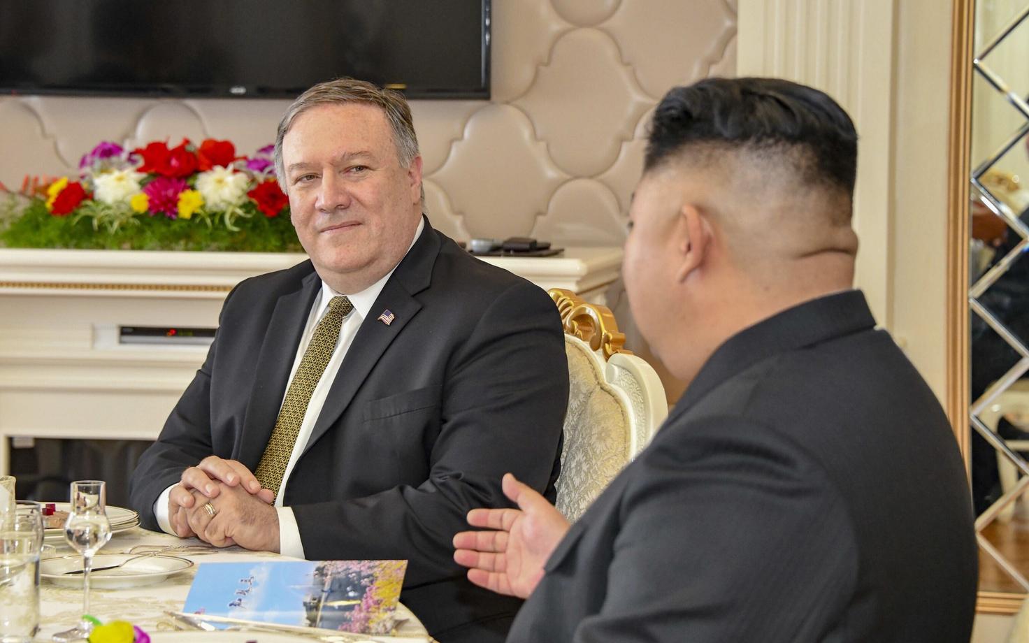 USA välisminister Mike Pompeo kohtumisel Põhja-Korea liidri Kim Jong-uniga.