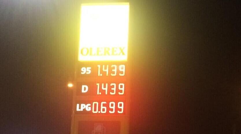Kütuse hind Olerexi tanklas 9 oktoobril.