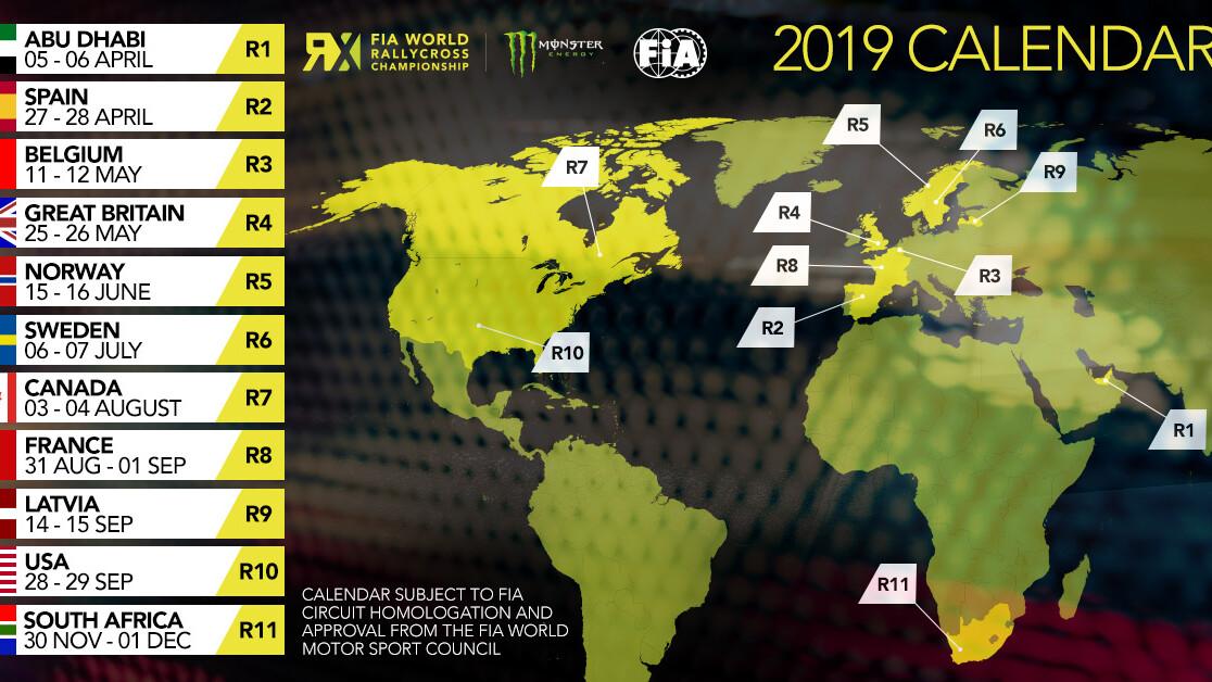 Rallikrossi MM-sarja 2019. aasta võistluskalender